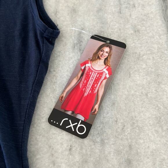 rxb Navy Blue & Cream Embellished Sleeveless Knit Tunic Top NWT - Picture 7 of 9